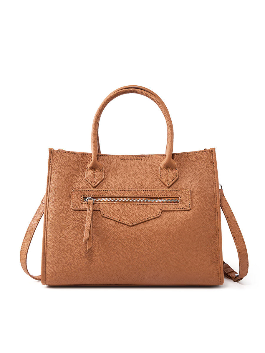 2025 Niche design commuter big bag leather large capacity retro women's bag shoulder computer briefcase portable tote big bag