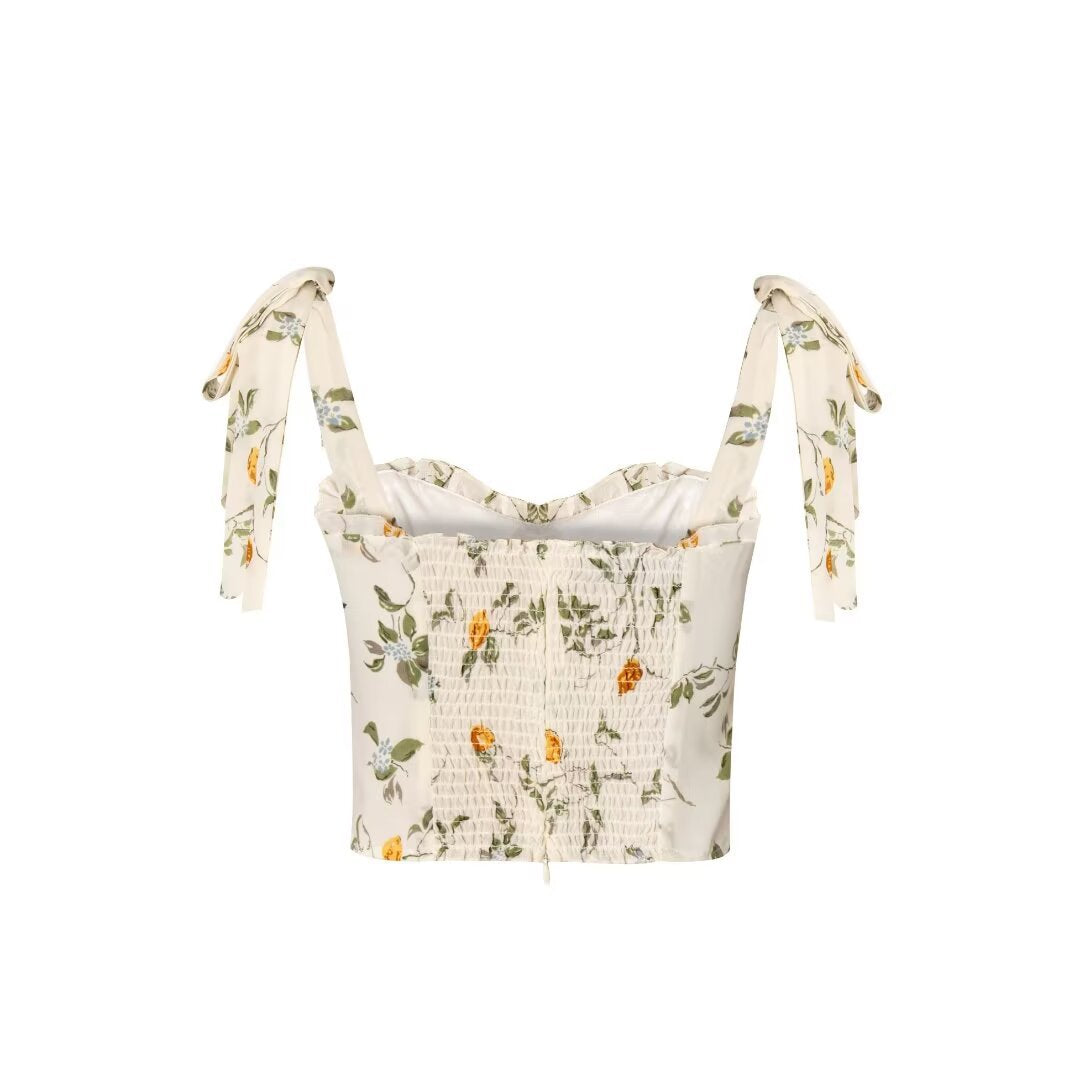 qgtao summer fits 2024 Summer Camisole Backless Printed Sexy Design Slim Printed inside and outside Wear Vest Top