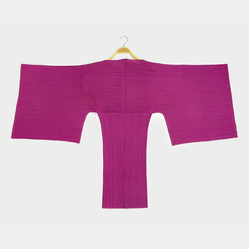 Solid color V-neck dress women's 2025 spring new Middle East loose temperament one-sleeved pleated medium and long skirt