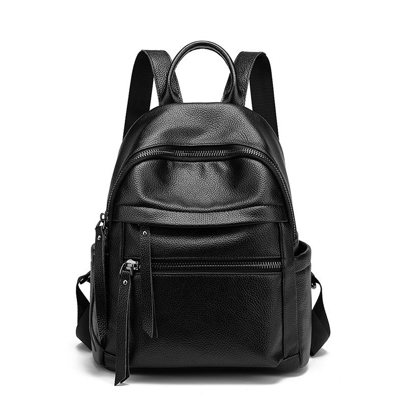2025 new soft leather backpack fashionable large capacity outdoor backpack leisure women's bag reduced bag travel backpack