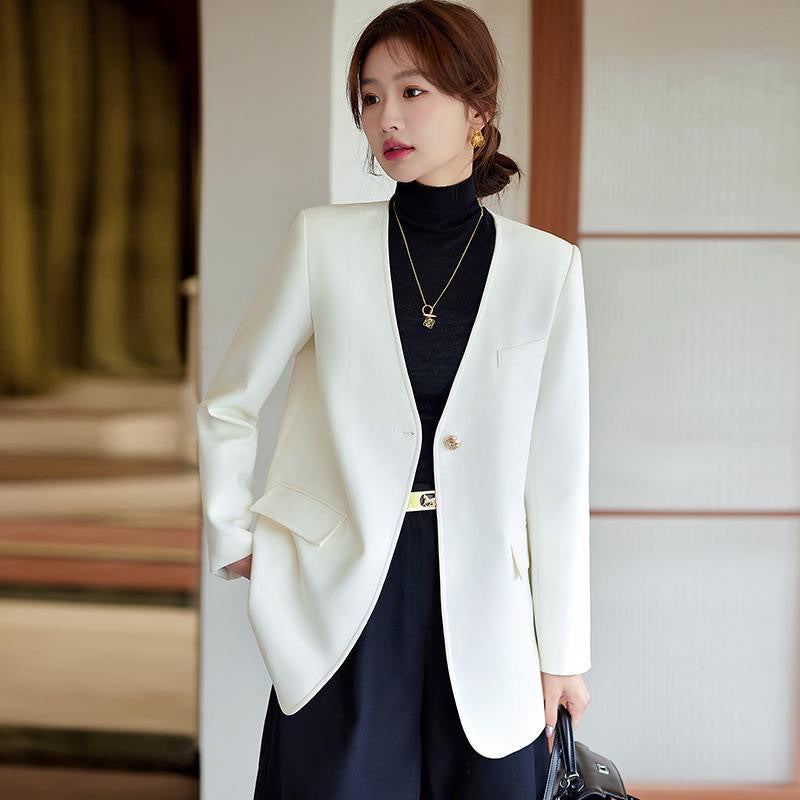 White blazer women's design sense niche 2025 new spring and autumn high-end fried street casual silhouette small suit