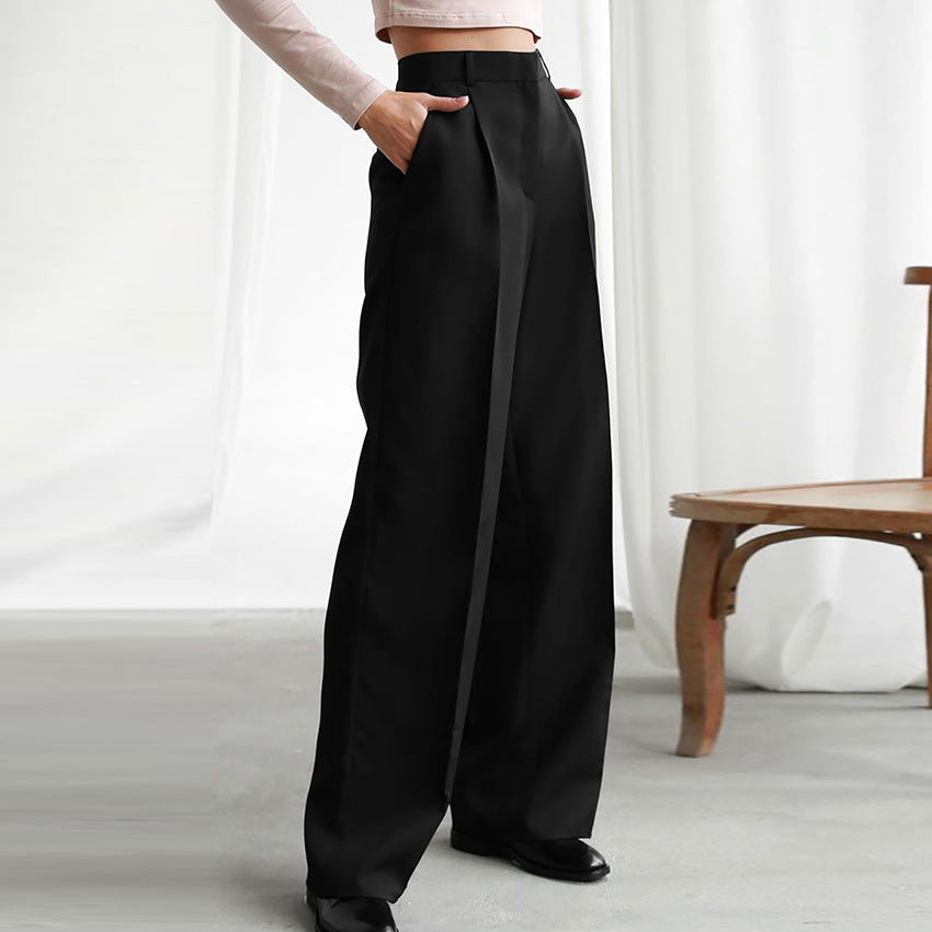 2025 autumn new commuter casual pants trousers trousers women's clothing Popular trade high-waisted wide-leg trousers drape