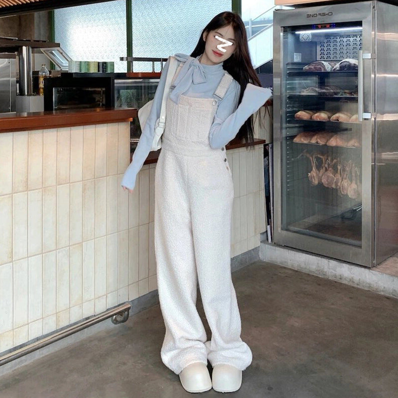 Early spring new fashion versatile casual bottoming shirt high waist loose wide leg drape commuter overalls M1547