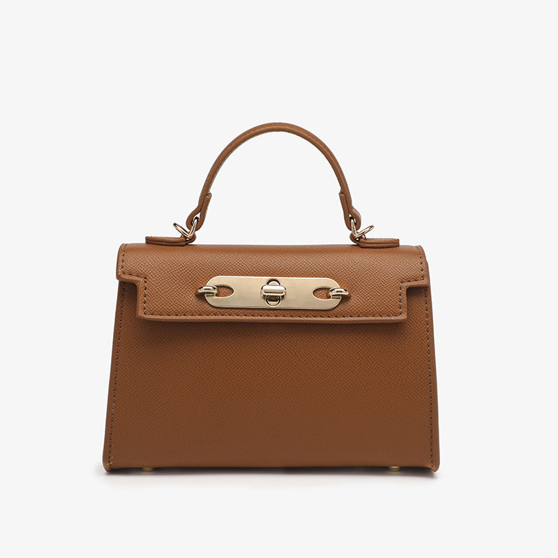 2025 Korean version of women's bag new fashion lock chain small square bag portable styling bag trendy women oblique shoulder bag