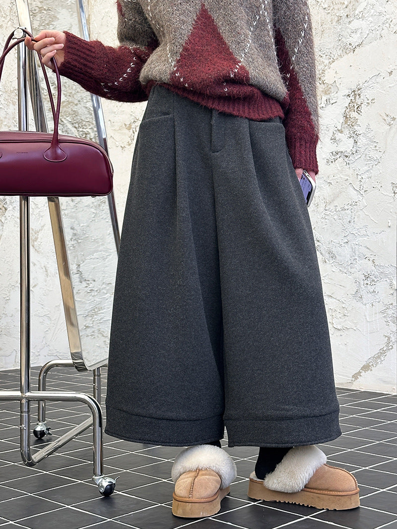 2025 popular autumn and winter new pants Korean version loose and thin thickened casual versatile wide-leg pants 381-1