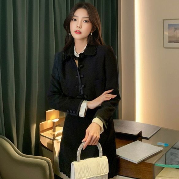 celebrity style fashion suit black small suit small skirt two-piece set women's autumn and winter women's clothing