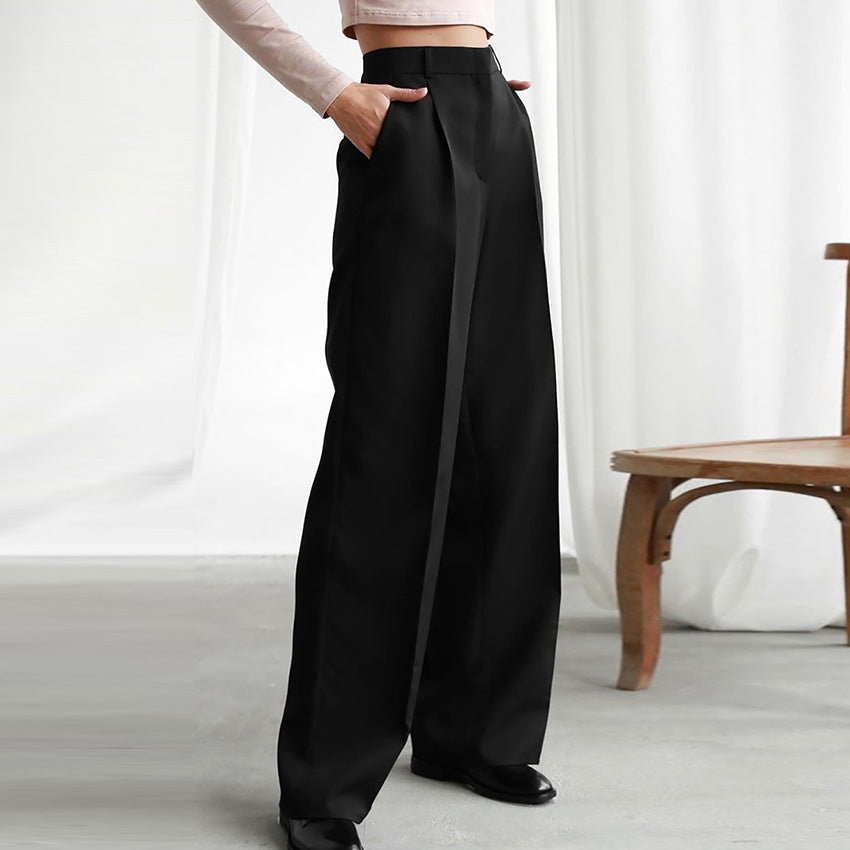2025 autumn new commuter casual pants trousers trousers women's clothing Popular trade high-waisted wide-leg trousers drape