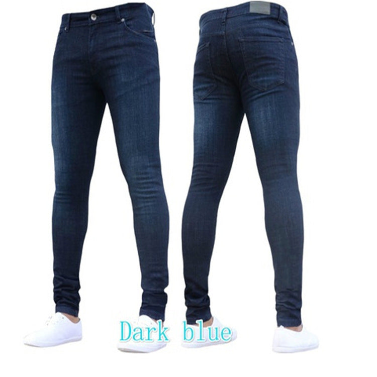 2025 2021 Popularan Station Slim and Skinny Elastic Denim Men's Pants 2025 Cross-border Autumn Black Skinny Pants Men's