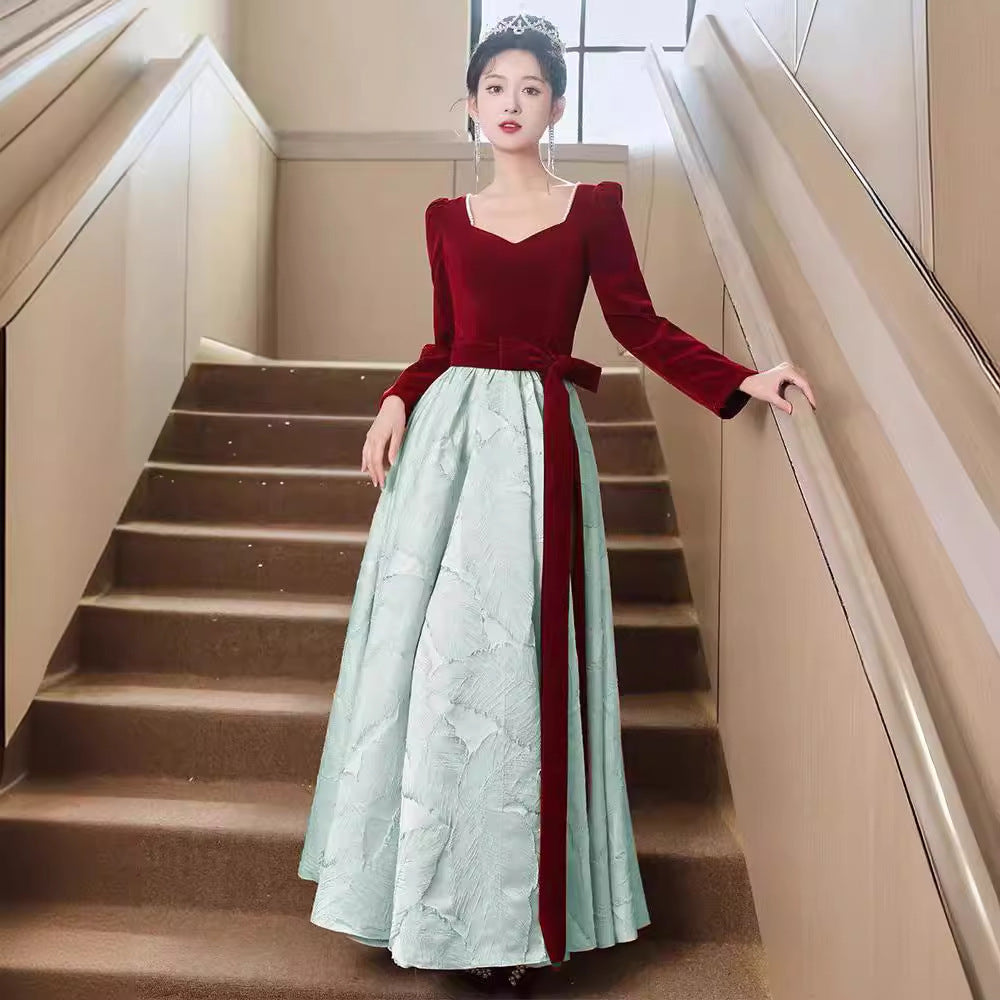2025Toast Bride New Wedding Banquet Temperament Red Engagement Toast Evening Dress Dress