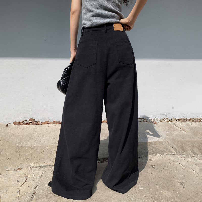 qgtao suede jacket outfit Daddy Pants Lazy Casual Trendy Large Wide Leg Mopping High Quality Cotton Casual Pants