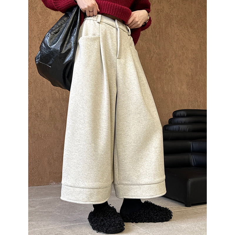 2025 popular autumn and winter new pants Korean version loose and thin thickened casual versatile wide-leg pants 381-1