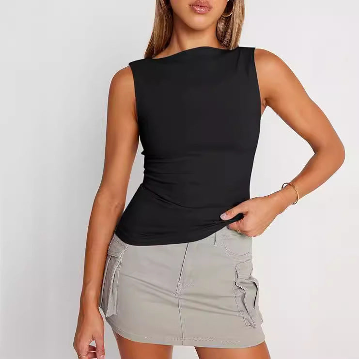 qgtao dti outfits Women's Pullover Sleeveless Hot Girl Outer Wear Square Collar Vest Women's Inner Wear Dopamine Top