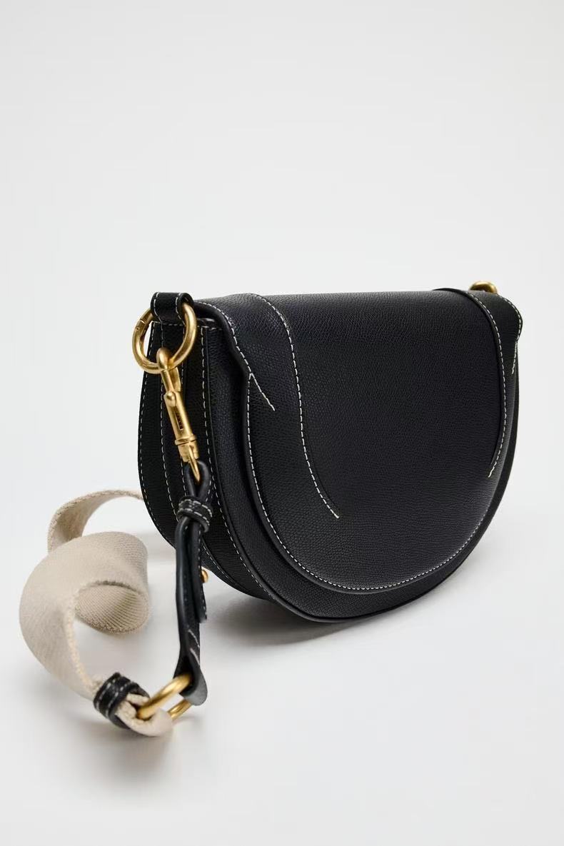 2025 ZA fashion women's bag of the same summer women's shoulder messenger bag ins texture portable women's bag saddle bag