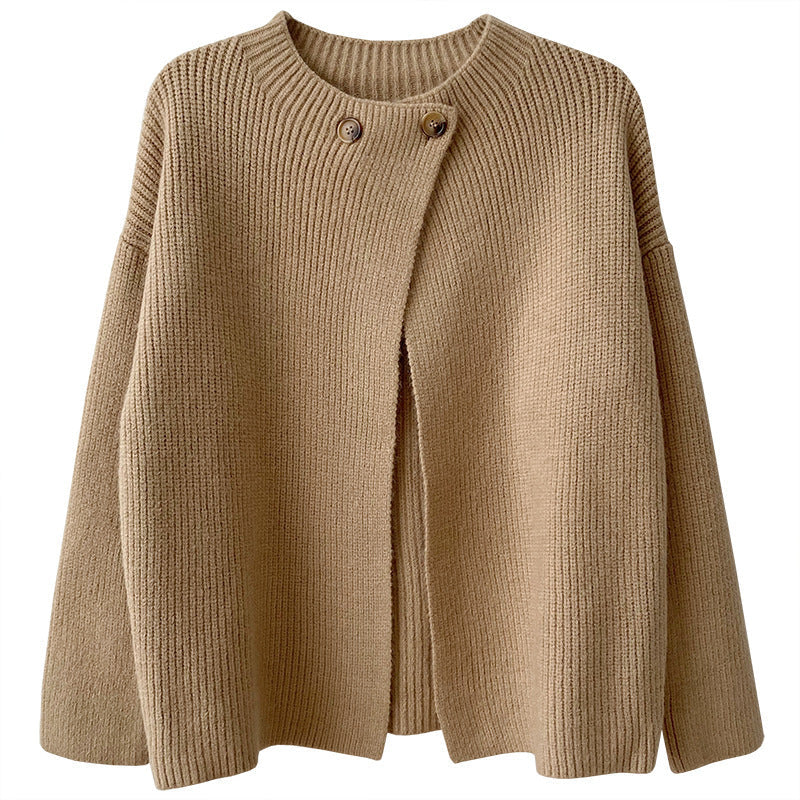 qgtao business casual outfits Korean Style round Neck Button Knitted Cardigan Women's Top Spring and Autumn New Lazy Style Simple Casual Sweater Women's Fashion