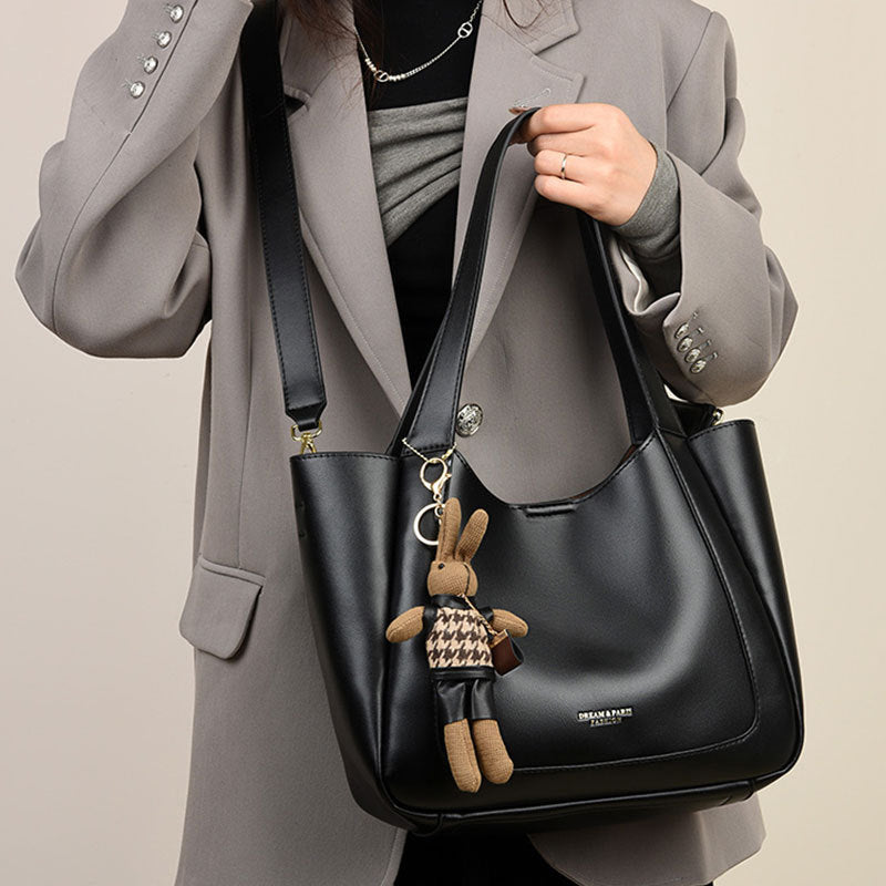 2025 Shoulder bag women's new high-end soft leather bag simple retro women's messenger bag large-capacity commuter tote bag