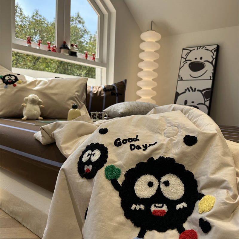 Yeknu Cotton Summer Cool Quilt Washable Pure Cotton Air Conditioning Quilt Four-Piece Set Single Double Quilt 2 M Bedding set