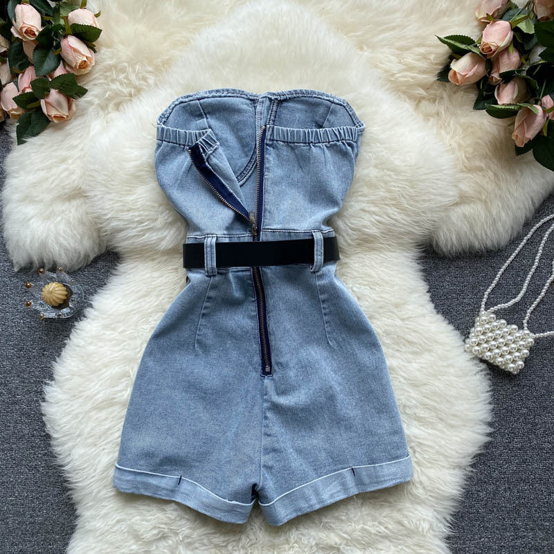 qgtao outfit inspo Tube Top Overalls Women's New High Waist Slimming Wide Leg Shorts Small Casual Jumpsuit Hot Girl Pants