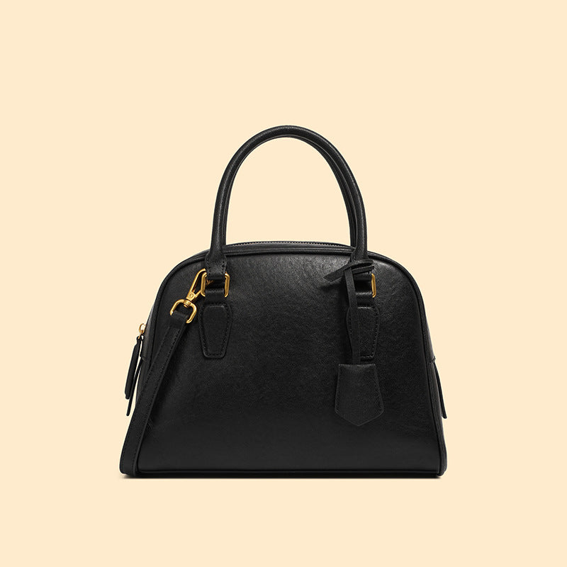 2025 The first layer of cowhide versatile women's bag popular new Boston pillow bag shoulder messenger bag