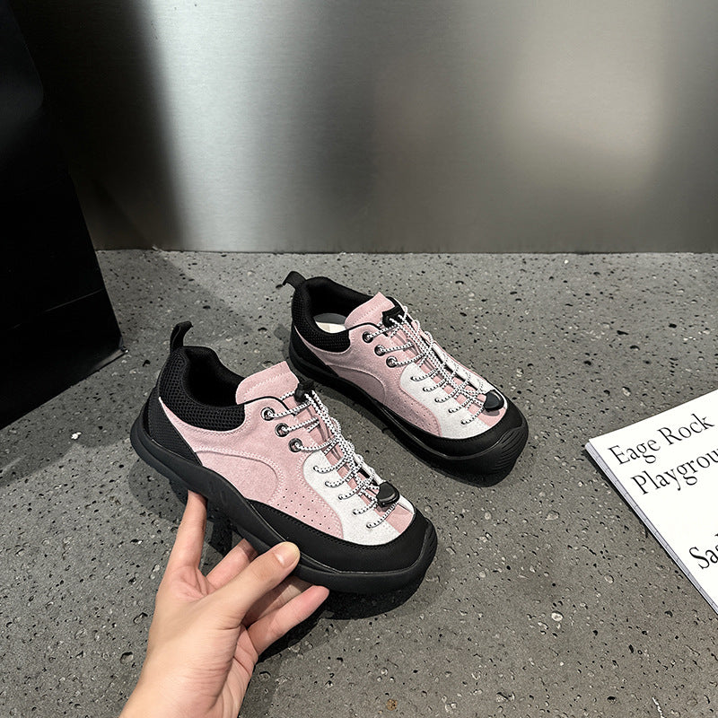 2025 popular autumn new student hiking shoes women's non-slip ugly cute outdoor shoes platform sports casual shoes women's tooling shoes