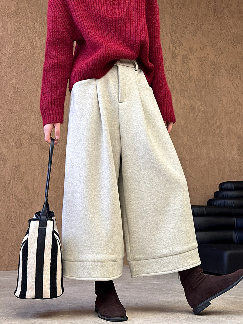 2025 popular autumn and winter new pants Korean version loose and thin thickened casual versatile wide-leg pants 381-1