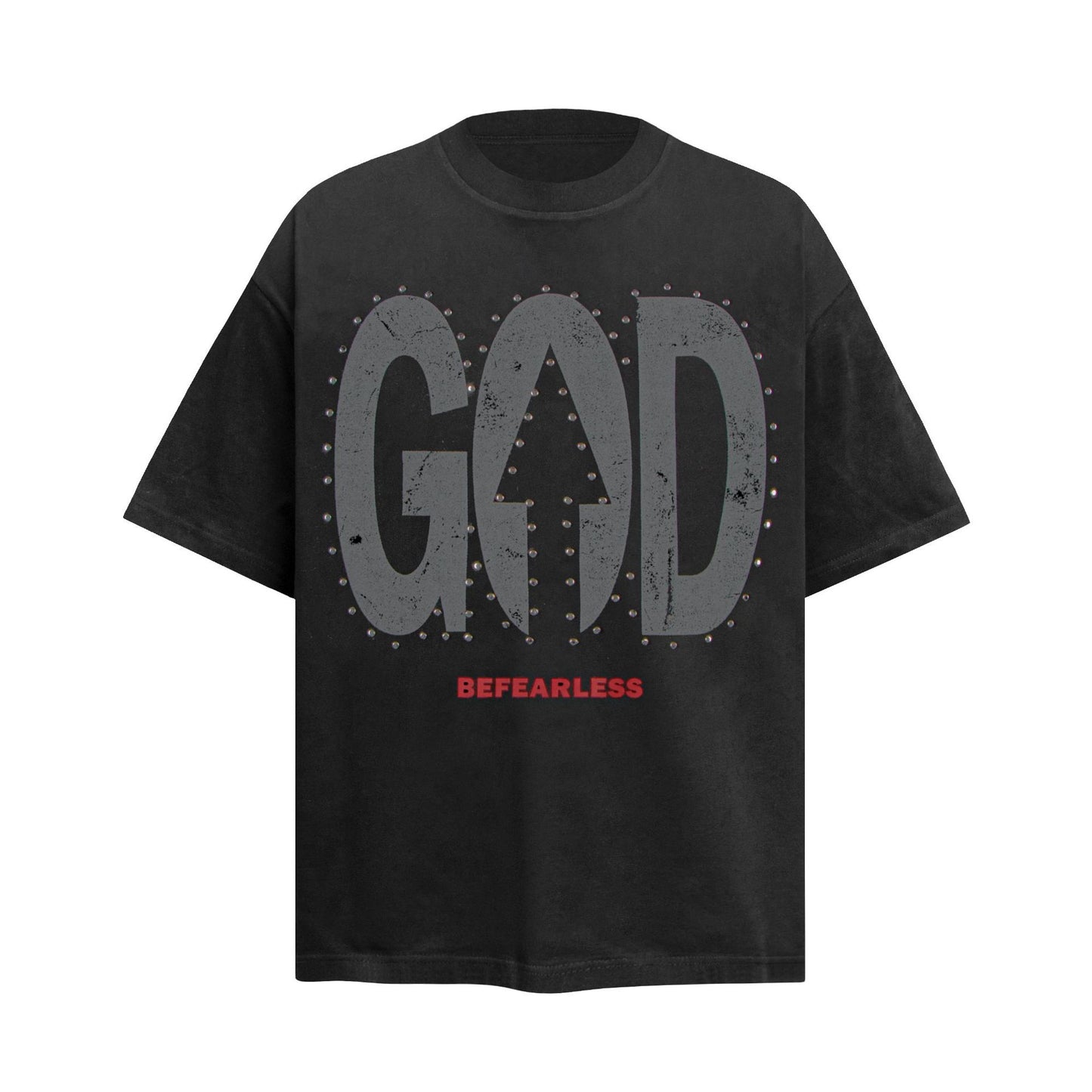 2025 6095 2025n street 2025 summer retro letter bead print design high-end men's loose short-sleeved T-shirt