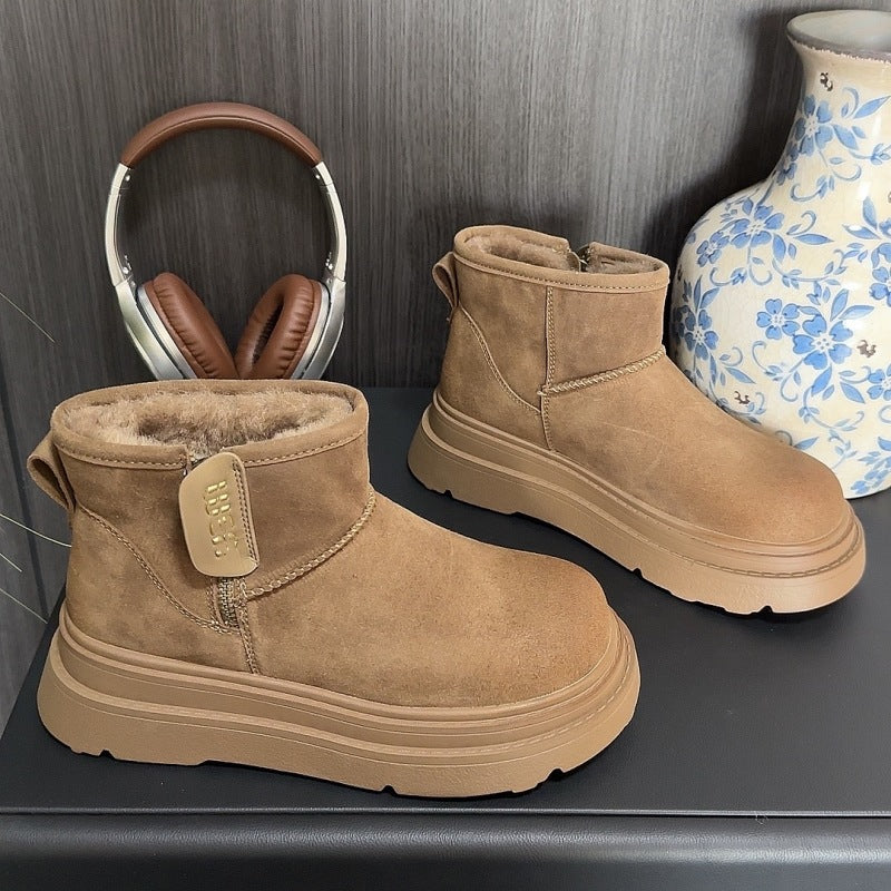 2025 Snow boots cotton shoes popular winter new velvet thickened Northeast thick-soled non-slip snow women's boots short boots