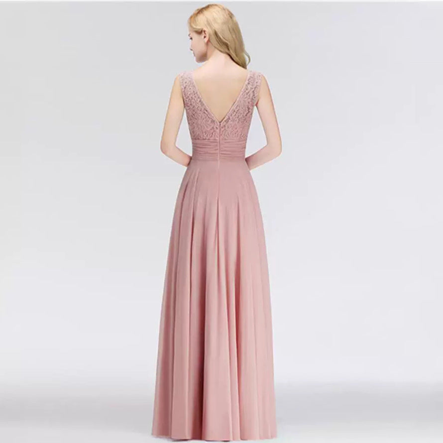 2025Popular, , new slim and thin sleeveless lace long evening dress host performance dress