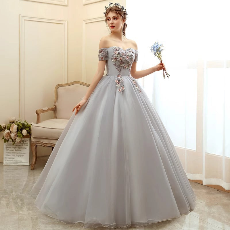 2025Color dress wedding dress new host performance student vocal solo art test clothing tutu skirt long evening dress women