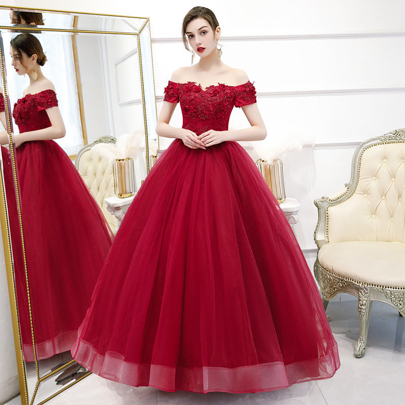 2025Wedding Dress Student Art Exam Stage Solo Studio Photography Annual Meeting Evening Dress Hosting Red Long Performance Dress