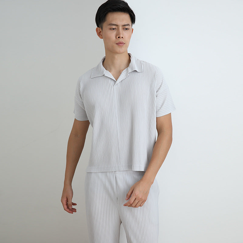 counter T-shirt top men's loose simple and versatile POLO shirt ins trendy men's fashion commuter casual short sleeves