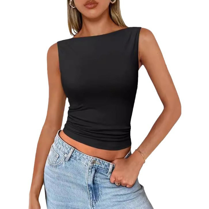 qgtao dti outfits Women's Pullover Sleeveless Hot Girl Outer Wear Square Collar Vest Women's Inner Wear Dopamine Top