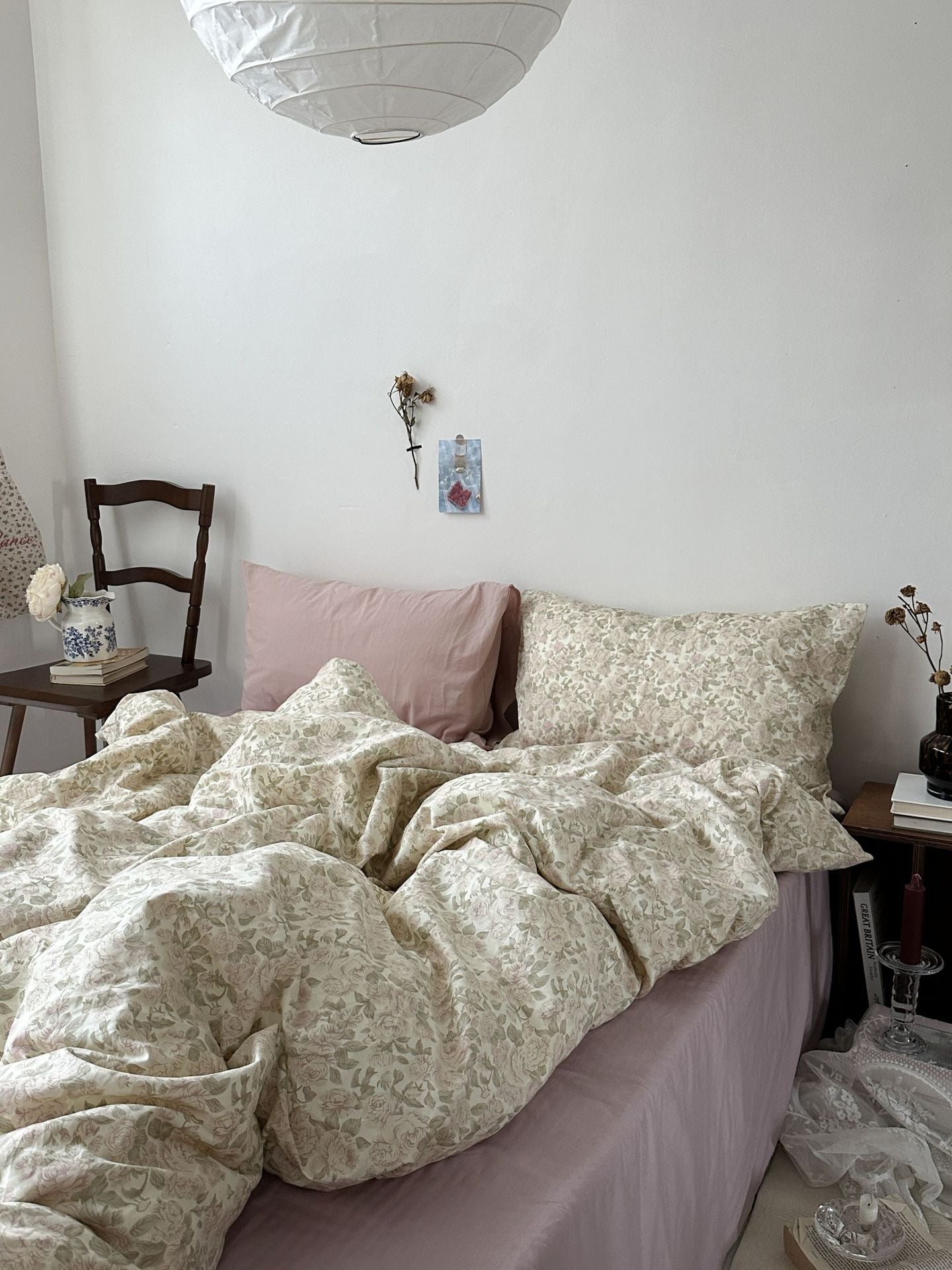 Yeknu fall bedroom aesthetic INS Vintage Floral Cotton Cotton Bedding Four-Piece Bed Sheet Quilt Cover Quilt Cover Bed Cover Three-Piece Set