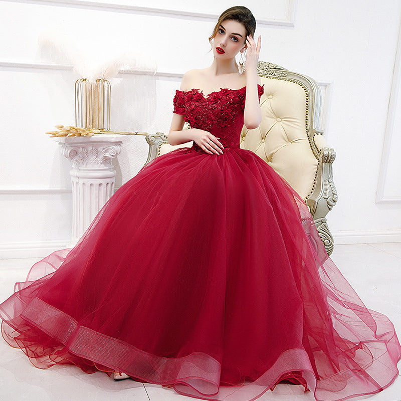 2025Wedding Dress Student Art Exam Stage Solo Studio Photography Annual Meeting Evening Dress Hosting Red Long Performance Dress