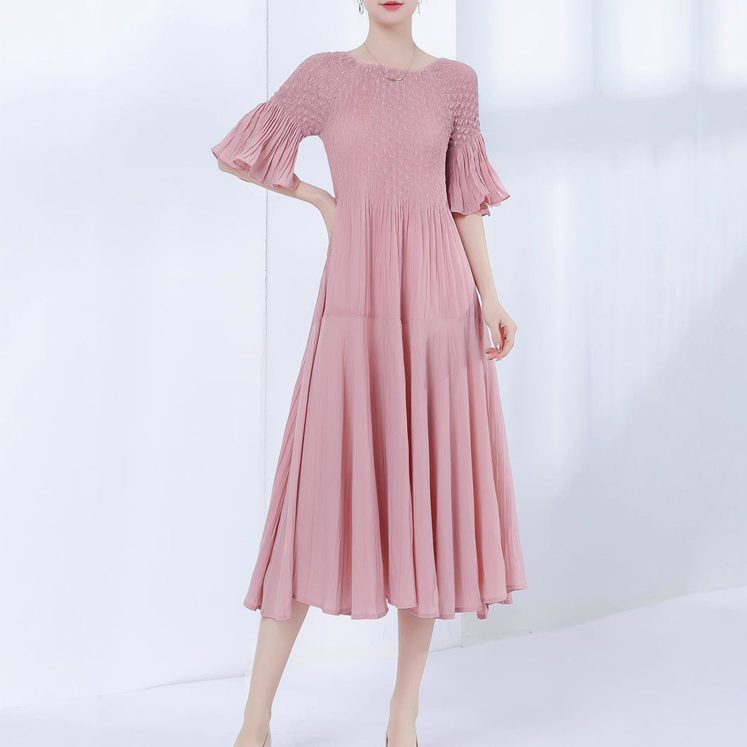 2025 Popular trade women's original single super pendulum dress women's high-end pleated skirt long skirt elegant temperament dress skirt