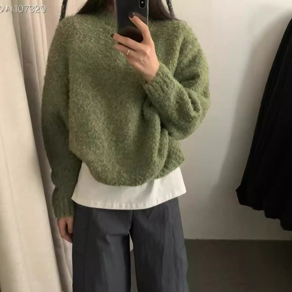 qgtao leapord outfit Gentle Style Circle Yarn Purple Pullover Women's Autumn and Winter New Style Nuo Jiji round Neck Sweater Top Fashion