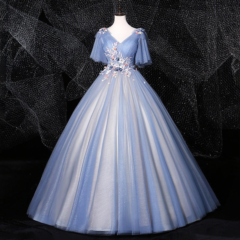 2025Evening dress women's new long art test solo dress dress, stage host performance dress temperament dress