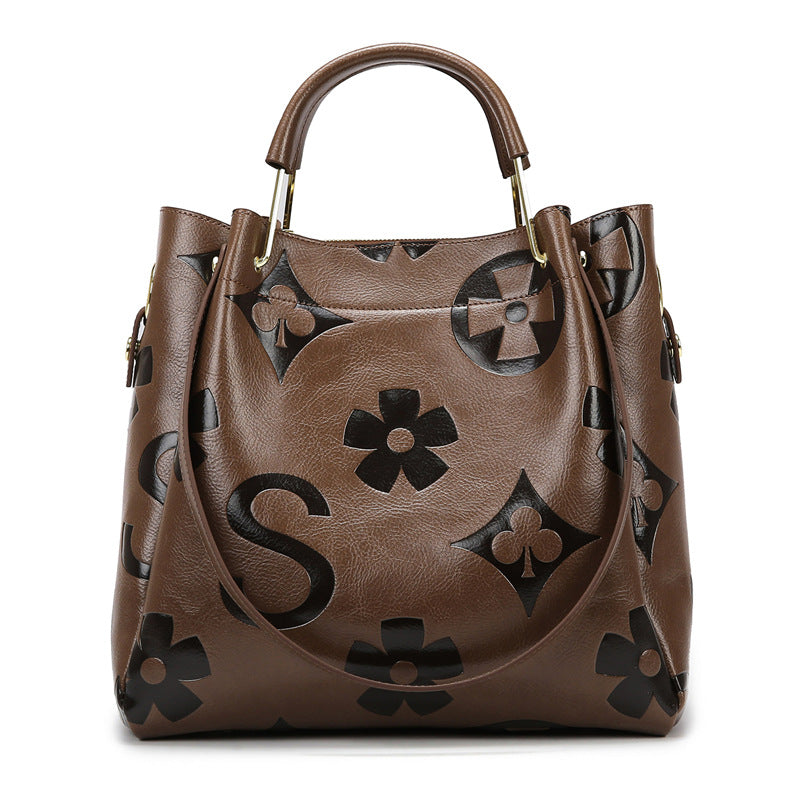 2025 Hot trade bucket bag fashion large-capacity tote bag printed commuter handbag Premium sense bucket bag