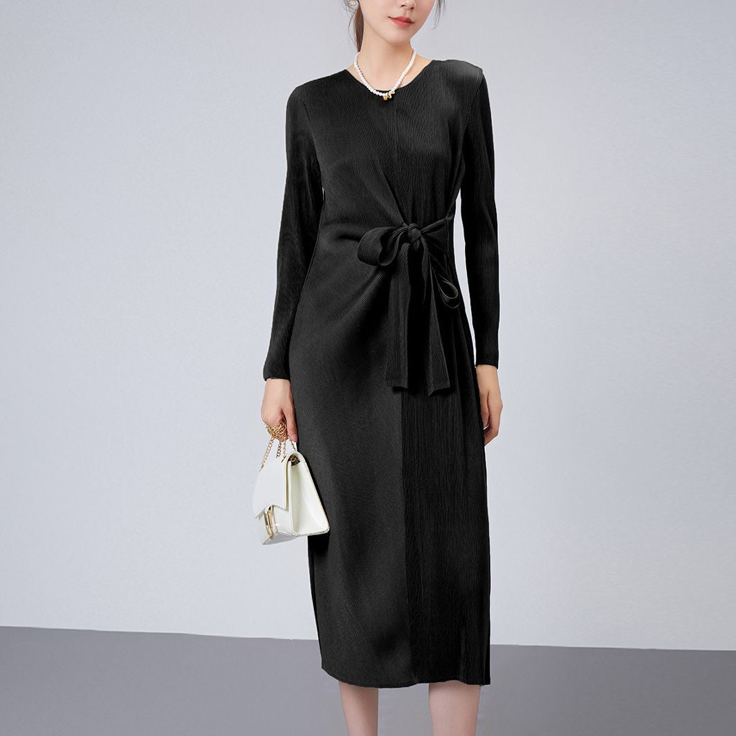 fashion skirt autumn women's high-end New Popular trade women's clothing chic high-end design pleated dress