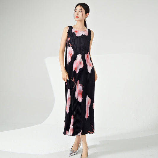 dress women's summer hot sale new vest skirt fashion printing lace-up thin temperament medium and long dress