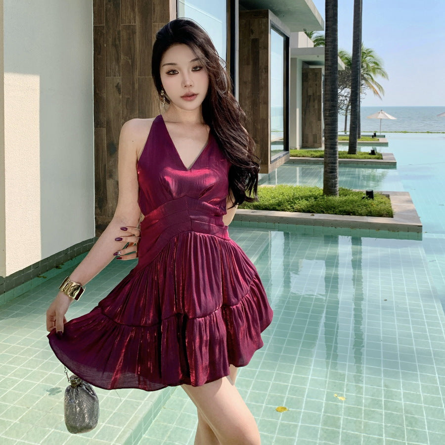 2025 pure desire backless neck dress dopamine island travel beautiful wear beach small skirt summer