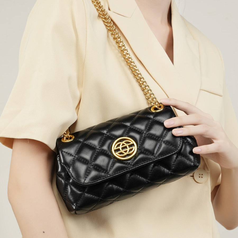 2025 Leather mobile phone bag popular new trend first-layer cowhide women's bag shoulder messenger bag portable high-end underarm bag