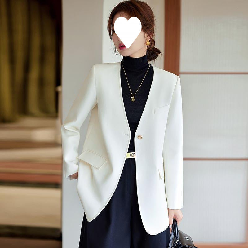 White blazer women's design sense niche 2025 new spring and autumn high-end fried street casual silhouette small suit