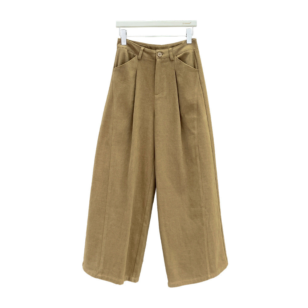 qgtao suede jacket outfit Daddy Pants Lazy Casual Trendy Large Wide Leg Mopping High Quality Cotton Casual Pants