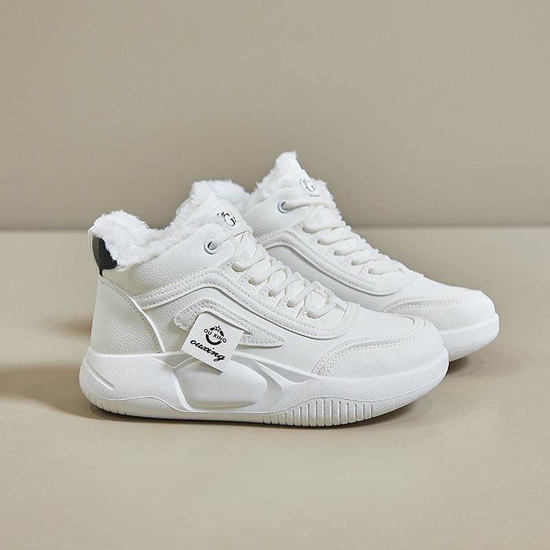velvet high-top little white shoes for women's popular winter new student board shoes ins Korean version of warm casual cotton shoes Q250