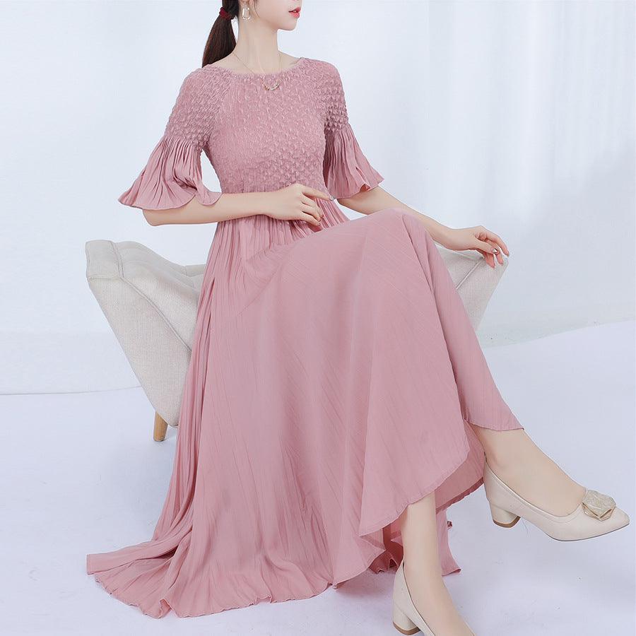 2025 Popular trade women's original single super pendulum dress women's high-end pleated skirt long skirt elegant temperament dress skirt