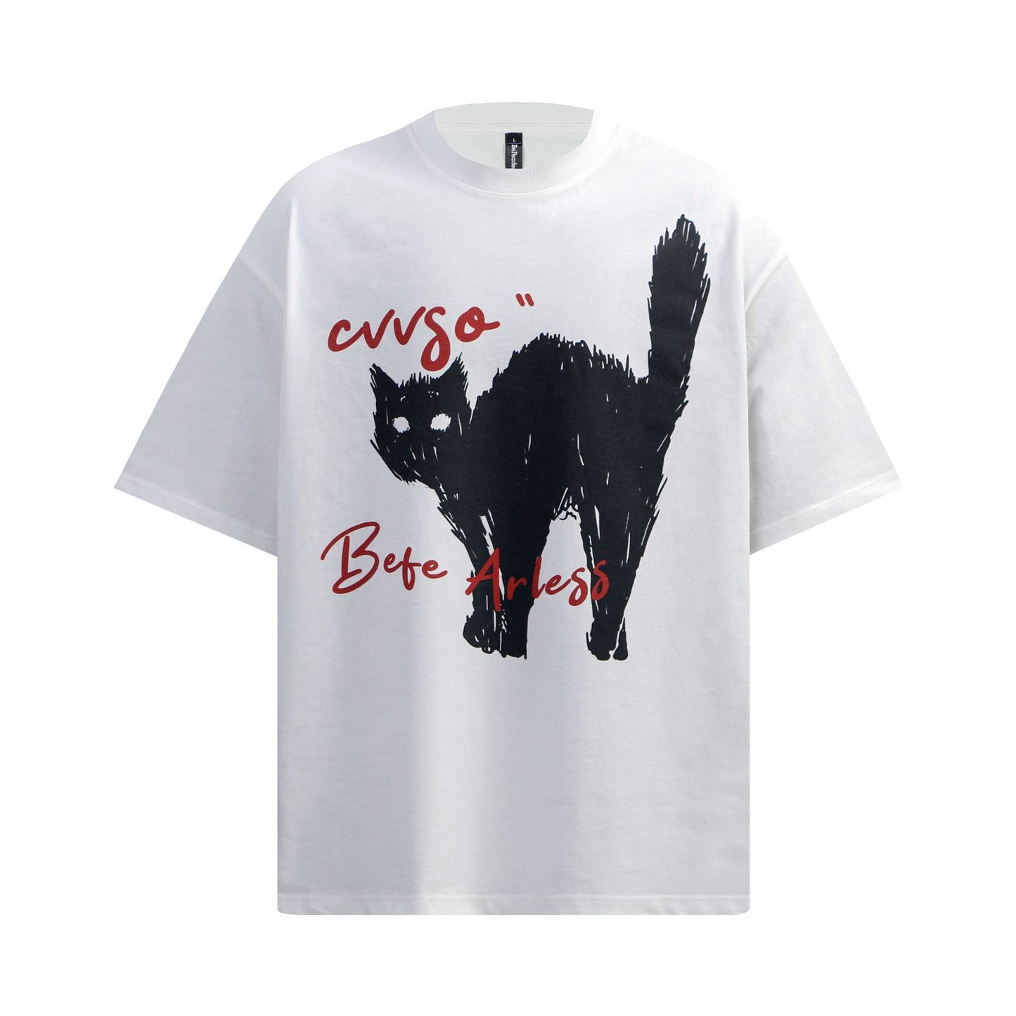 2025 9362 2025n Street 2025 Summer Retro Painting Cat Design High Sense Men's Loose Short Sleeve T-Shirt
