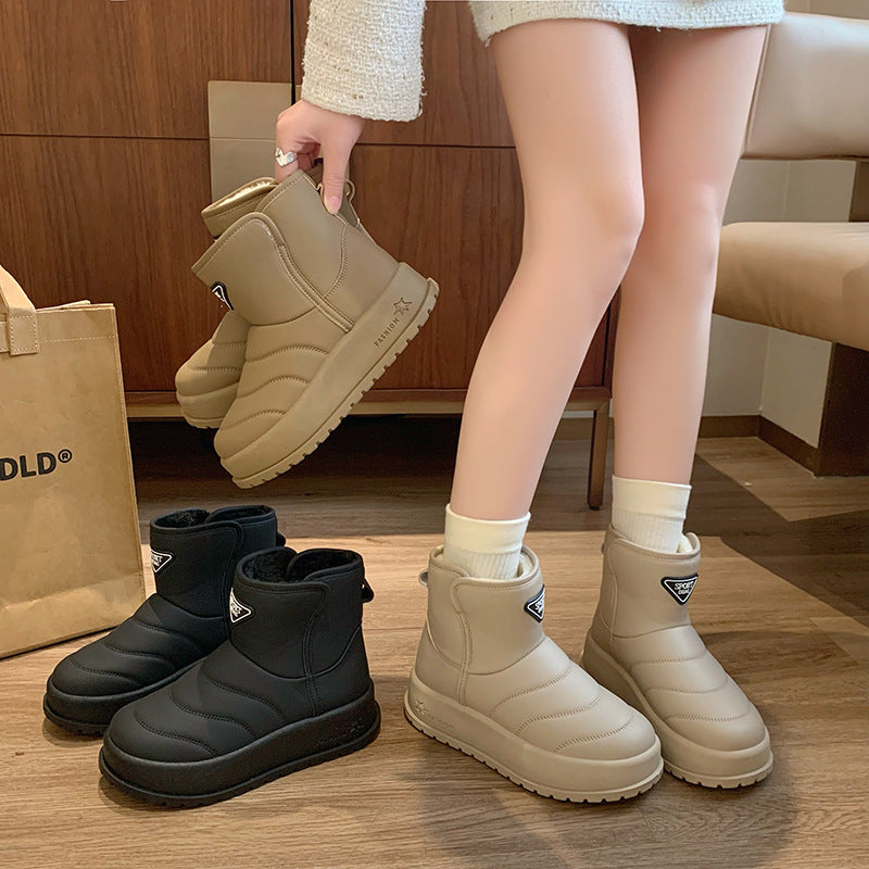 Fleece high-top snow boots women's popular winter new student ins Korean version of thermal casual shoes cotton shoes KT2822