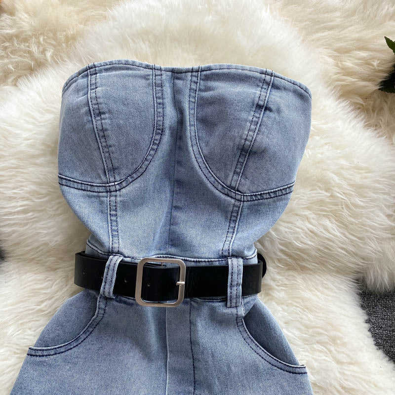 qgtao outfit inspo Tube Top Overalls Women's New High Waist Slimming Wide Leg Shorts Small Casual Jumpsuit Hot Girl Pants