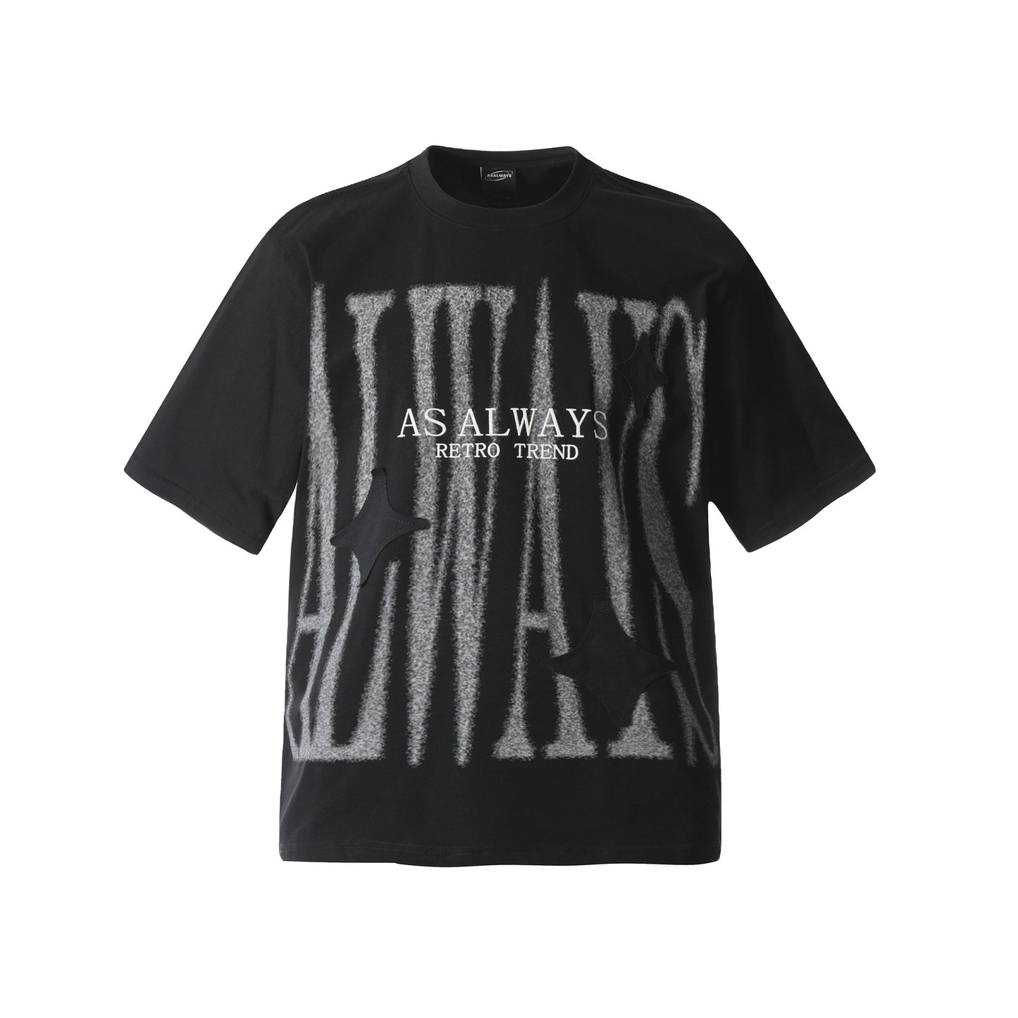 2025 F6611 2025n Street 2025 Summer Patch Star Design Men's Loose Premium Crew Neck Short Sleeve T-Shirt