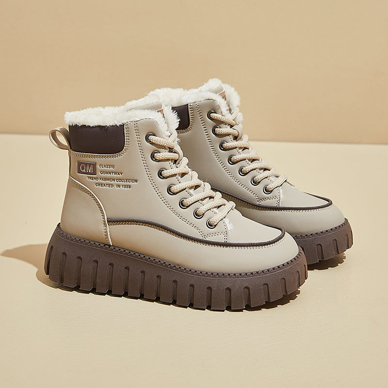 ins tide velvet Martin boots women's popular winter new casual shoes heightening student thermal locomotive boots KT2816